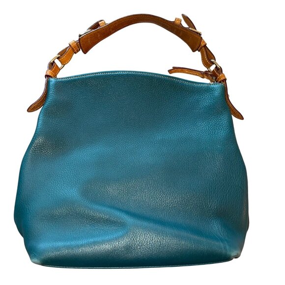 Dooney Burke Womens Shoulder Bag Blue Dillen Pocket Sac Purse Classic - Picture 2 of 14